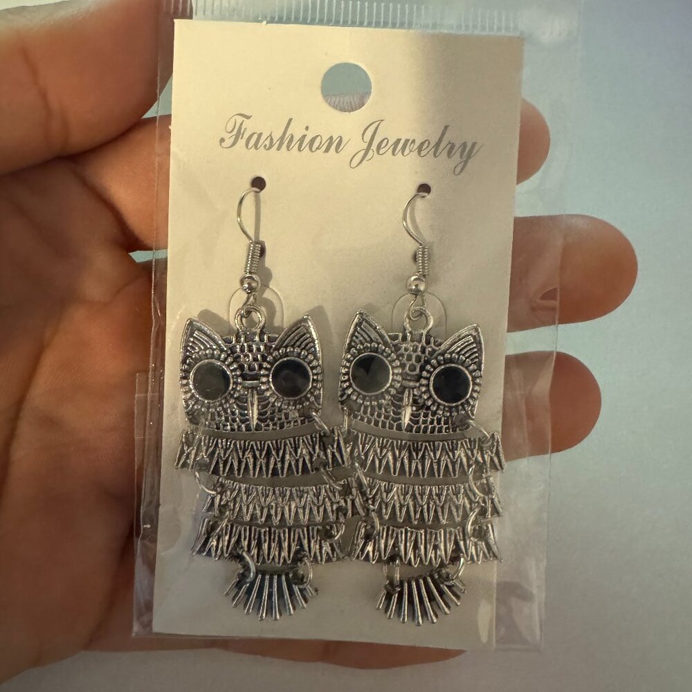 1 Pair Cartoon Style Owl Alloy Drop Earrings